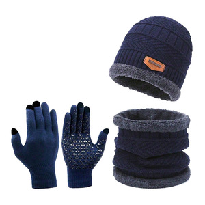 Conjunto de 3 Piezas de Gorro Triangular, Guantes y Bufanda de Invierno, Forro Polar Cálido de Fibra Acrílica, Teñido Liso, Talla Mediana - Product Image 3