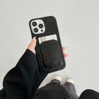 Étui en cuir plat avec imprimé Crocodile brillant pour iphone 14 Pro Max