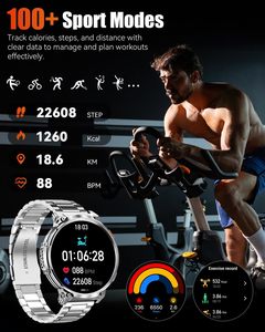 Nouvelle montre connectée K66, appel BT, <span class=keywords><strong>lampe</strong></span> <span class=keywords><strong>torche</strong></span>, écran rond IPS de 1,85 pouce, moniteur de fréquence cardiaque, moniteur de tension artérielle, moniteur d'oxygène, montre multisports - Product Image 5