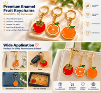 Gantungan Kunci Enamel Berlapis Emas Logo Kustom Warna Oranye Kesemek Bahan Zinc Alloy Liontin Buah Lucu MOQ Rendah Langsung dari Pabrik