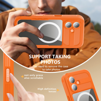 Offre Spéciale – Étui Étanche Orange de 2 Mètres, Certifié IP68, pour Téléphone Portable avec Anneau Magnétique Rotatif à 360° et Cordon de 17 cm