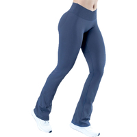 Legging de sport évasé sans couture pour femme, taille mi-haute élastique, en Spandex/Nylon extensible quadridirectionnel, idéal pour le yoga et le fitness