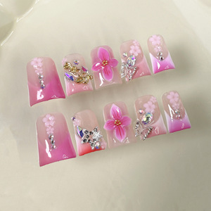 3D flor pato boca hecho a mano 10 piezas nuevo diseñador prensa-en <span class=keywords><strong>uñas</strong></span> acrílicas al por mayor <span class=keywords><strong>uñas</strong></span> postizas para una fácil aplicación - Product Image 6
