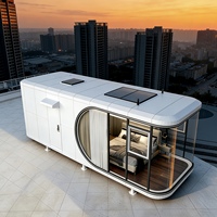 Capsule spatiale moderne en conteneur - Hôtel, villa, appartement, salon, espace commercial écologique, résistant au feu et alimenté à l'énergie solaire