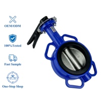 Vanne papillon d'isolement pour réservoir d'incendie OEM en fonte ductile 10 bars, à siège souple, à joint wafer, avec revêtement époxy et siège en caoutchouc, avec poignée