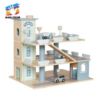 Ensemble de garage de stationnement multi-niveaux en bois avec rampes coulissantes, ascenseur, panneaux de signalisation, voitures miniatures pour enfants, jeu de ville W04B160