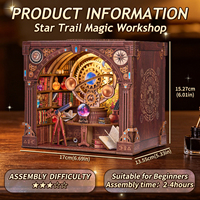 2026 Hot Sale <strong>Star</strong> Orbit Magic Workshop Luxury DIY Wood Book Nook <strong>Kit</strong> with LED <strong>Lights</strong> Dust Cover Miniature House Home Decoration