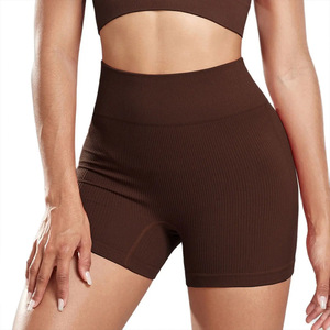 Pantalones Cortos de Yoga Dajie Apparel, Sin Costuras, Acanalados, Cintura Alta, Secado Rápido, para Ejercicio, Tallas SML - Product Image 1