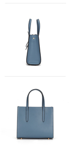 Gionar New Arrival Simple Design Genuine Plain Cowhide Leather <strong>Navy</strong> <strong>Blue</strong> Tote Handbags Custom Casual <strong>Bags</strong> Women Wholesale Price - Product Image 4