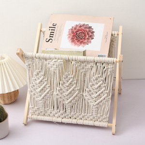 Nordic Cotton Rope Woven Storage Rack Magazine Holder <b>Desktop</b> Organizer Floor <b>Shelf</b> For Books Newspapers Photo Prop Cross Border - Product Image 4