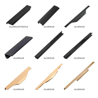 Cajón de perfil de aluminio moderno de China, tiradores de cocina negros mate, tiradores de armario de lujo para herrajes para muebles