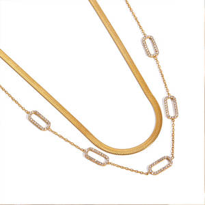 Collier tendance en acier inoxydable original imperméable et anti-ternissement plaqué or 14k 18k avec diamants pour femmes et hommes - Product Image 6