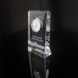 Reloj de mesa de regalo de escritorio de negocios con premio de trofeo de cristal personalizado - Product Image 5