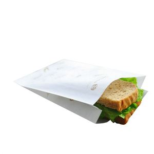 Emballage de restauration rapide personnalisé en flexographie, papier ciré, papier kraft, petit sac en papier pour offrir du pain chaud - Product Image 1