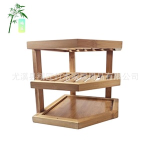 Bamboo Wood Drain <b>Rack</b> 3 Tier Kitchen <b>Dish</b> <b>Rack</b> Square Shape Eco Friendly Storage - Product Image 3