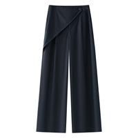 Damen High-Waist-Hose mit seitlichem Overlay-Detail, gerades weites Bein, Einzelknopf, Freizeitkleidung, Großhandel, Direkt vom Hersteller