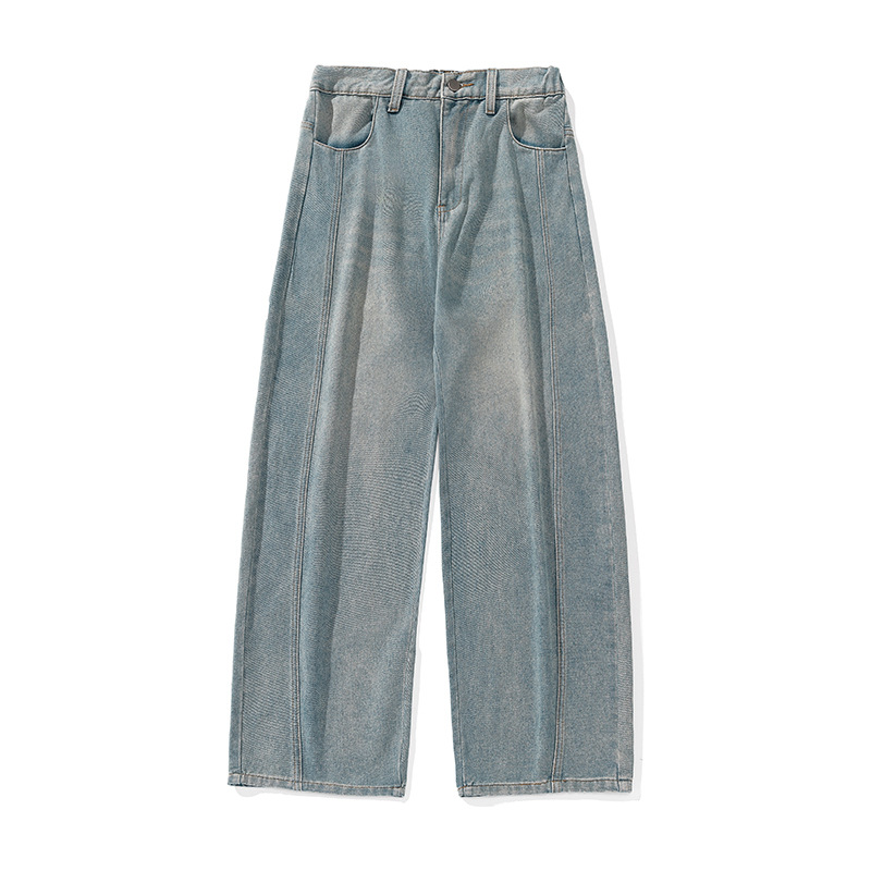 【YOURNUS】Machete Washing Curved Denim Vintage Washed Oversize Machete Curved Denim Men's Jeans
