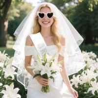 Ensemble de lunettes de soleil, voile et ceinture HAWIN pour enterrement de vie de jeune fille/fête de fiançailles/douche nuptiale, lunettes de soleil de mariée en plastique réutilisables en forme de cœur