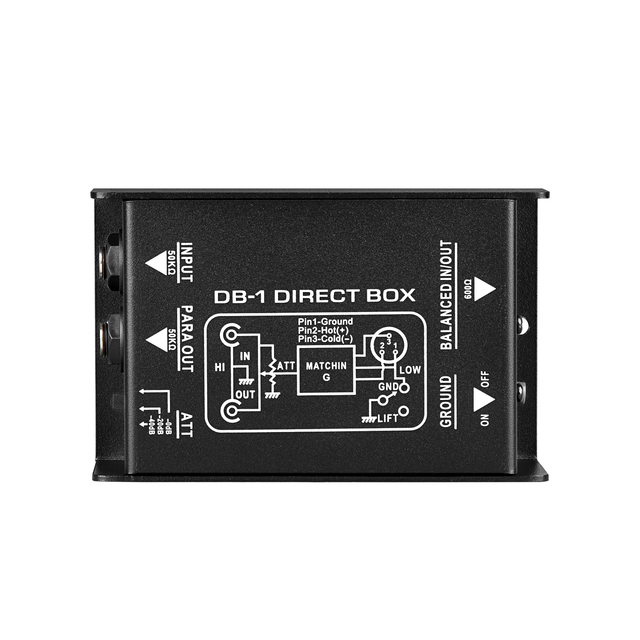 DB-1 Single Channel Audio Converter Low Noise Passive Audio DI Box for Guitar Bass DI Injection Audio Processor