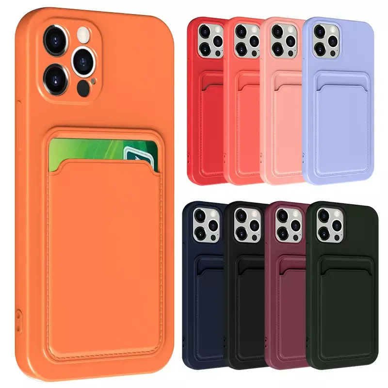 New liquid silicone phone case TPU PC Phone case Colorful Card Portable phone accessories case for iPhone 14 /13ProMax