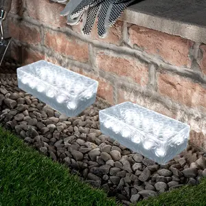 Outdoor Waterproof Crystal Glass Landscaping Lights Solar Ice Brick Buried Light LED Eco-friendly Plastic Garden Rectangle IP65