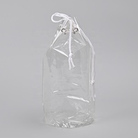 Conception personnalisée grande capacité écologique clair voyage rond baril cordon pvc sac cosmétique cylindre transparent trousse de maquillage