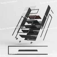 Estante de Cocina Metálico Negro Moderno y Resistente con Ruedas para Almacenamiento y Organización