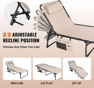 Silla Chaise Longue con Orificio para la Cara, Reclinable Ajustable en 5 Posiciones, Silla Plegable Portátil para Tomar el Sol al Aire Libre - Product Image 2