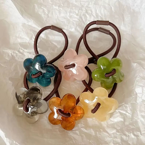 Elastico per Capelli in Acrilico a Forma di Fiore, Accessori per Capelli per Ragazze - Product Image 2