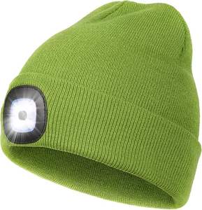 2026 Hot Sale Rechargeable Winter Warm Knit LED Lighted Cuffed Beanie Cap Unisex Headlamp <b>for</b> Beach - Product Image 3