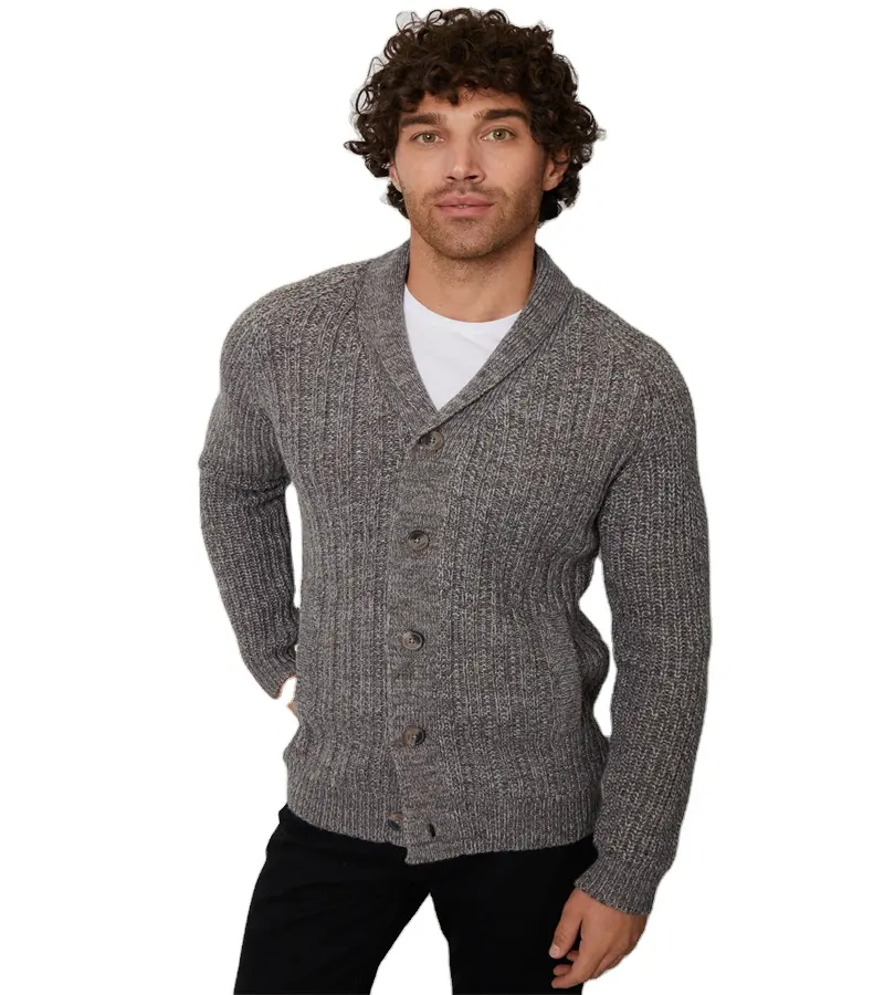 버튼이있는 모든 매치 빈티지 재킷 단색 카디건 니트웨어 브레스트 남성 스웨터 V 넥 질감 스웨터