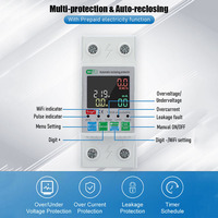 Pengukur energi WIFI Mini 2P 63A Tuya, Smart Life WIFI meteran 110V 220V LCD Power kWh Meter pemutus sirkuit untuk apartemen sewa