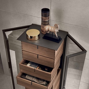 Gabinete de vino de cristal de lujo ligero italiano Gabinete de exhibición de nogal hecho a mano de gama alta moderno Aparador de <span class=keywords><strong>restaurante</strong></span> - Product Image 4