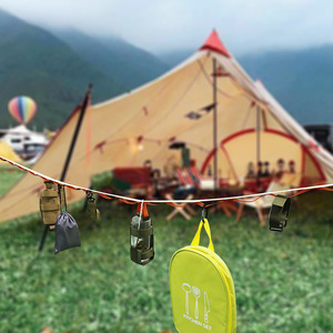 Cuerda para Tender Ropa de Camping, 6.6M, Ajustable, Multifuncional, Tipo Gancho, Rectangular, Color Caqui, para Uso en Tiendas de Campaña - Product Image 2