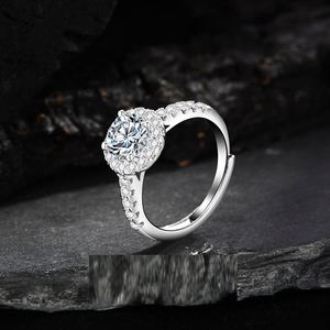 1ct Diamond Zircon Sparkling Open <b>Adjustable</b> Wedding Engagement <b>Ring</b> Non-Fade Bridal Finger <b>Ring</b> Wedding Jewelry - Product Image 1