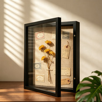 Marco de Fotos Magnético Tridimensional con Cubierta Transparente Abatible, Caja de Exhibición para Especímenes de Flores Secas