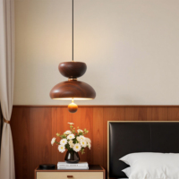 Lampu Gantung LED Bentuk Labu Kreatif Modern Minimalis Kayu Walnut