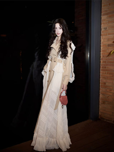 ブティック レディース ユニーク スタイリッシュ レース レギュラー フォーマル カジュアル 通気性 中綿入り 冬用 ウィンドブレーカー ウエストジャケット トレンチコート - Product Image 5