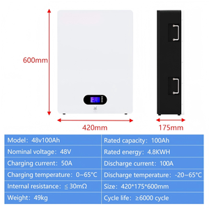ระบบแบตเตอรี่โซลาร์เซลล์ติดผนัง LiFePO4 พร้อมระบบจัดการแบตเตอรี่ (BMS) สำหรับใช้ในครัวเรือน ขนาด 5kW 10kW แบบต่อพ่วงได้ ความจุ 10kWh แบตเตอรี่ลิเธียมไอออน - Product Image 2