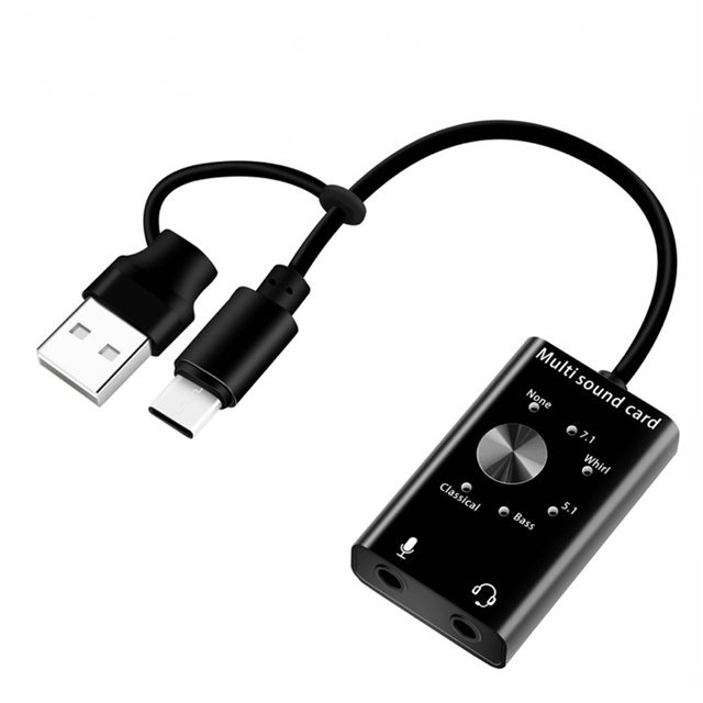 NEW External Sound Card USB 2.0 Type-C to 3.5mm Jack Headphone Microphone Adapter for Mac Linux USB Audio Card