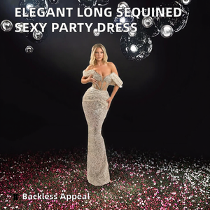 Robe de soirée élégante de haute qualité avec paillettes et perles pour femmes, robe de soirée sexy de style A-line longue jusqu'au sol pour les soirées en boîte de nuit - Product Image 2