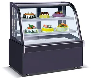 ベーカリーショーケース湾曲したガラスケーキショーケースミニケーキディスプレイカウンタートップ冷蔵クーラー冷凍庫冷蔵庫
