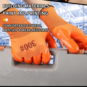 Guantes <span class=keywords><strong>de</strong></span> Seguridad Laboral Recubiertos <span class=keywords><strong>de</strong></span> PVC, Resistentes a Químicos, Impermeables, con Forro Polar Cálido y Resistentes al Desgaste, Sin Polvo - Product Image 3