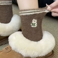 Chaussettes de nuit chaudes en fausse fourrure de vison tricotées thermiquement, motif dessin animé, confortables pour la maison, pour l'automne et l'hiver