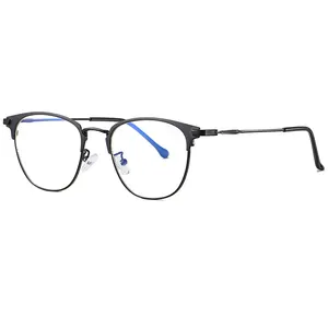 Gafas de sol con marco de metal para estudiantes, anteojos con marco de metal plano, a la moda, antirayos azules, venta al por mayor, 2020