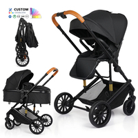 Poussette de voyage pliable bidirectionnelle pour bébés avec nacelle, dossier réglable, siège spacieux – Vente en gros