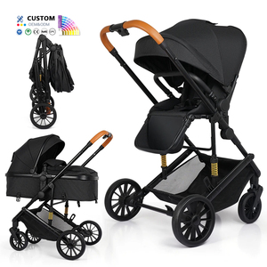 Poussette pliable bidirectionnelle avec <span class=keywords><strong>nacelle</strong></span>, dossier réglable, siège spacieux, 4 roues, grand panier, vente en gros pour tout-petits - Product Image 1