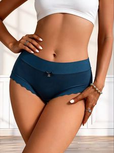 Slip Donna a Vita Alta Senza Cuciture con Orlo Ondulato e Fiocco Decorativo, Sexy, Sottile, Traspirante ed Elastico per Uso Quotidiano - Product Image 2