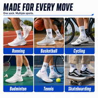 Chaussettes de sport personnalisées anti-ampoules et absorbantes, chaussettes de sport athlétiques avec logo jacquard personnalisé, chaussettes de course respirantes pour hommes