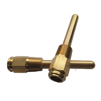 Tabung Sekrup Kuningan Kustom CNC Machined Thermowell dengan Desain Pengeboran dan Bertingkat untuk Instrumen Temperatur OEM